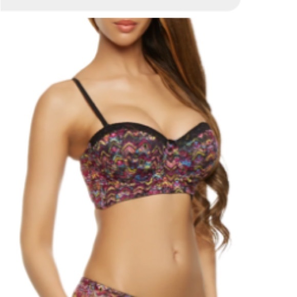 Black Fuchsia by secret lace LLC.  Aztec design  Size 38C. - Picture 2 of 11